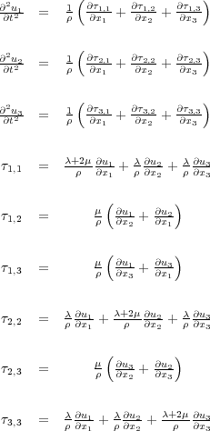 @2u1-     1   @- 1;1 @--1;2  @--1;3
@t2  =       @x1 +  @x2 +  @x3

@2u2      1   @  2;1 @  2;2  @  2;3
@t2- =    -  @x1-+ -@x2-+ -@x3

 2           @      @      @
@@tu32- =   1-  @3x;11+ -@x3;22+ -@3x;33

  1;1  =     +2---@@ux11 + -  @@ux22 +  - @u@x33-

  1;2  =         -  @@ux12 + @@ux21

  1;3  =         -  @@ux13 + @@ux31

  2;2  =     -@@ux11 +   +2---@@ux22 +  - @u@x33-

  2;3  =         -  @@ux32 + @@ux23

  3;3  =    -@u1+   -@u2+   +2-- @u3-
           @x1     @x2        @x3
